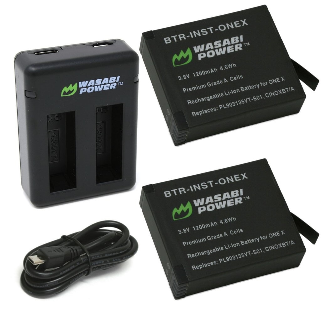 Wasabi Power Battery (2-pack) And Dual USB Charger For Insta360 One X