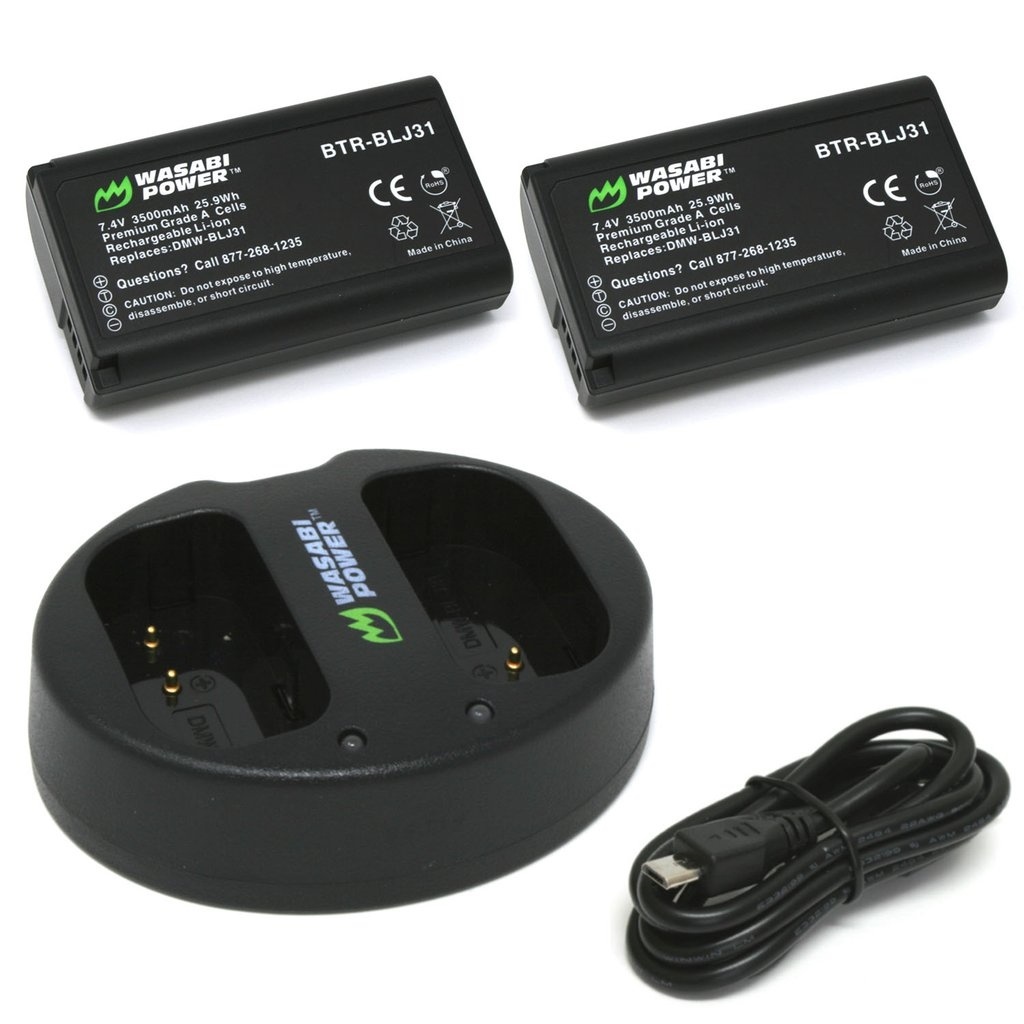 Wasabi Power Battery (2-pack) and Dual USB Charger for Panasonic DMW-BLJ31