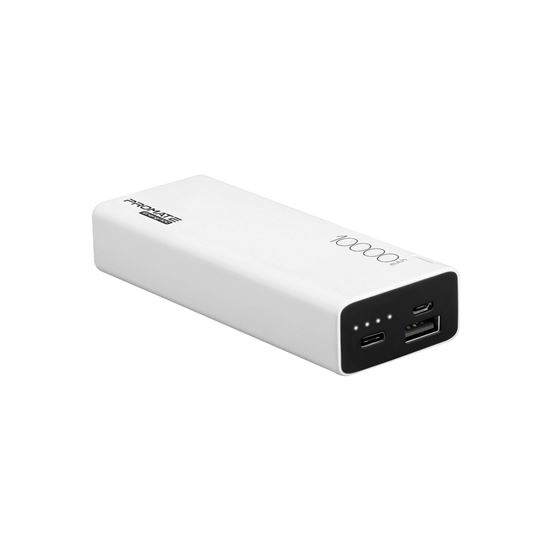 PROMATE 10000mAh USB-C Ultra-Sleek Portable Power Bank (White)