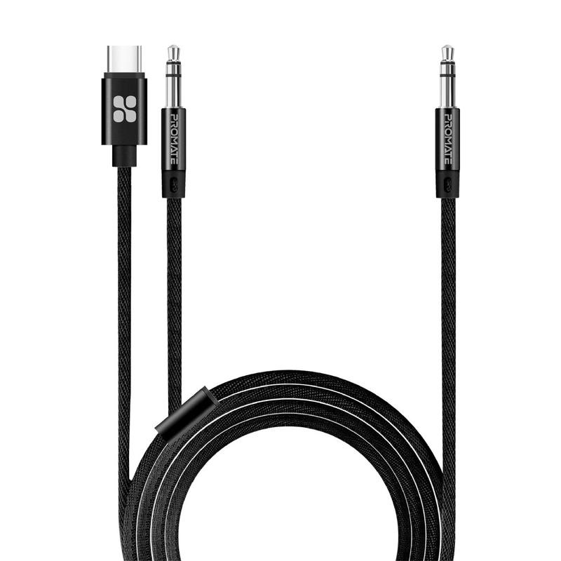 PROMATE AUXLink-CM 2-in-1 USB-C to 3.5mm AUX Audio Cable