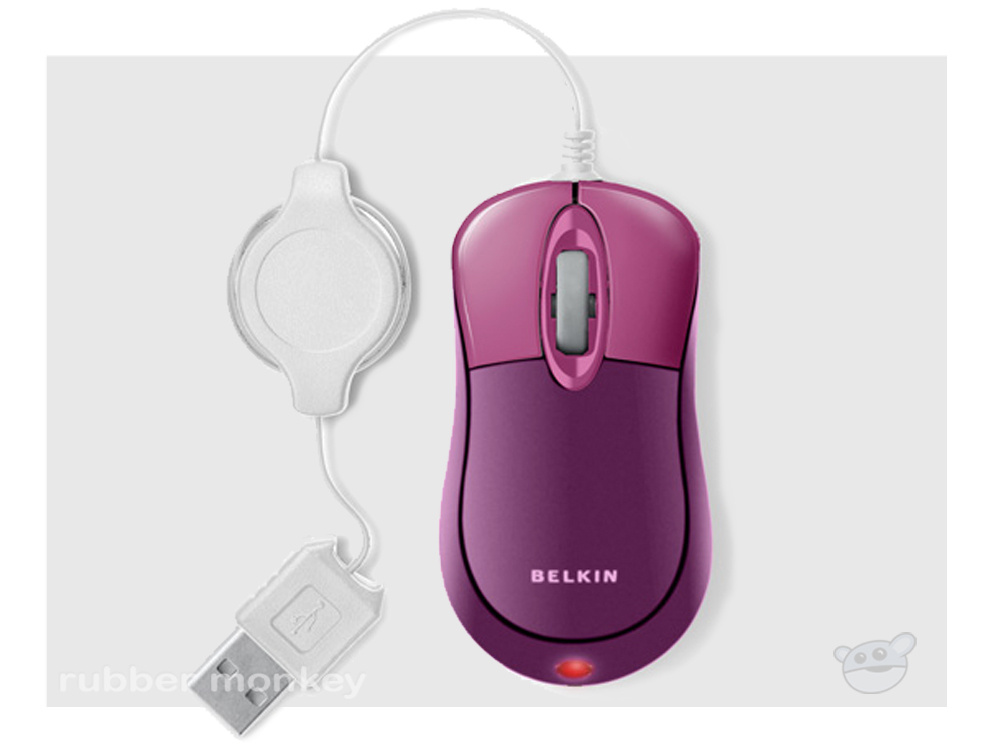 Belkin Retractable Travel Mouse - Plum Berry