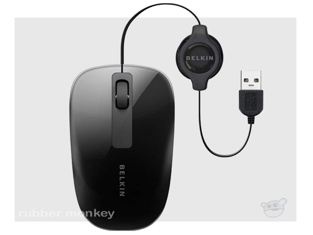Belkin Retractable Comfort Mouse - Pitch Black