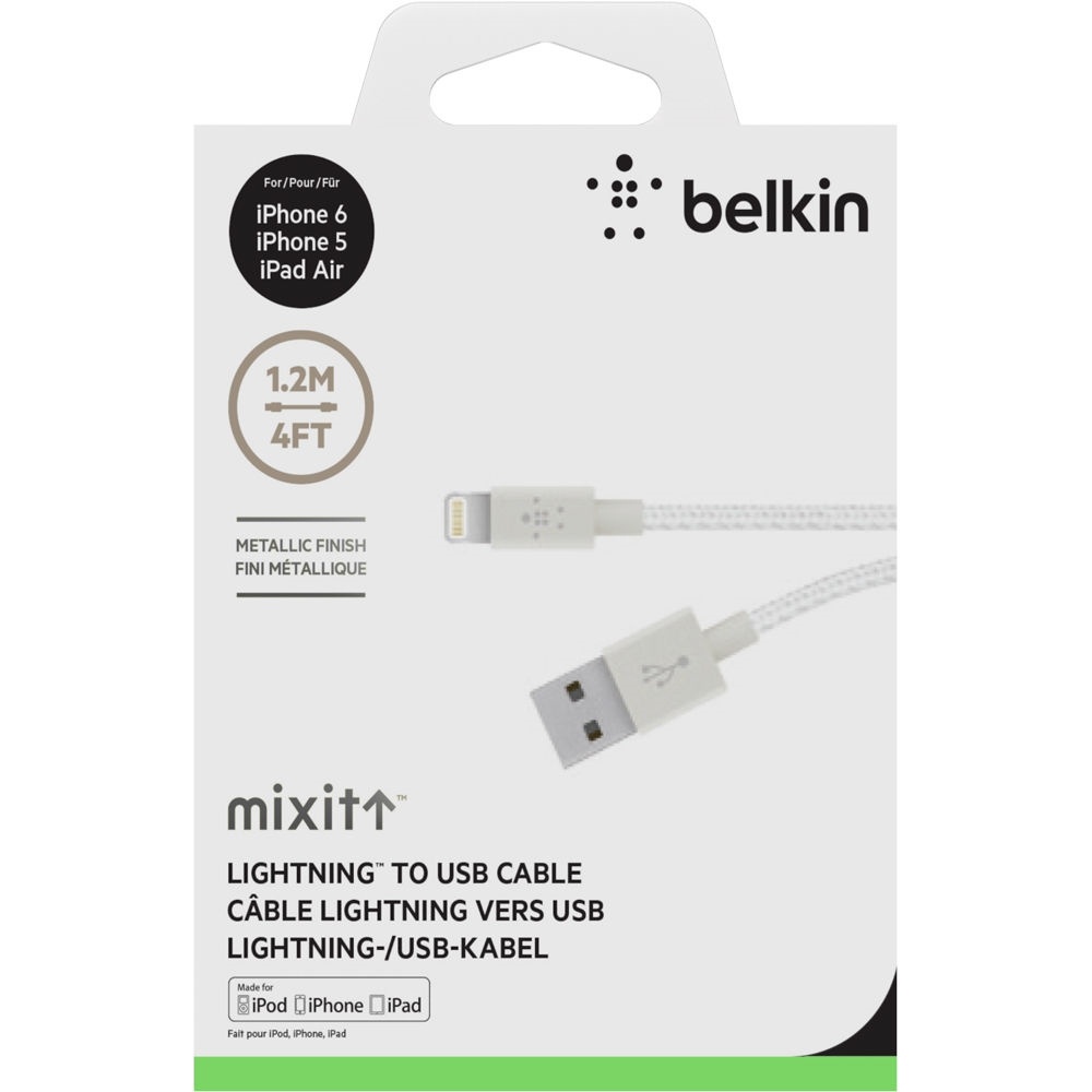 Belkin MIXIT Metallic Lightning to USB Cable (1.2m, White)