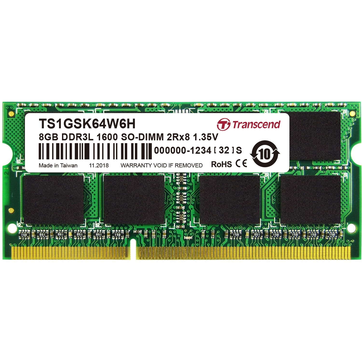 Transcend 8GB DDR3L 1600 MHz CL11 SO-DIMM Memory Module