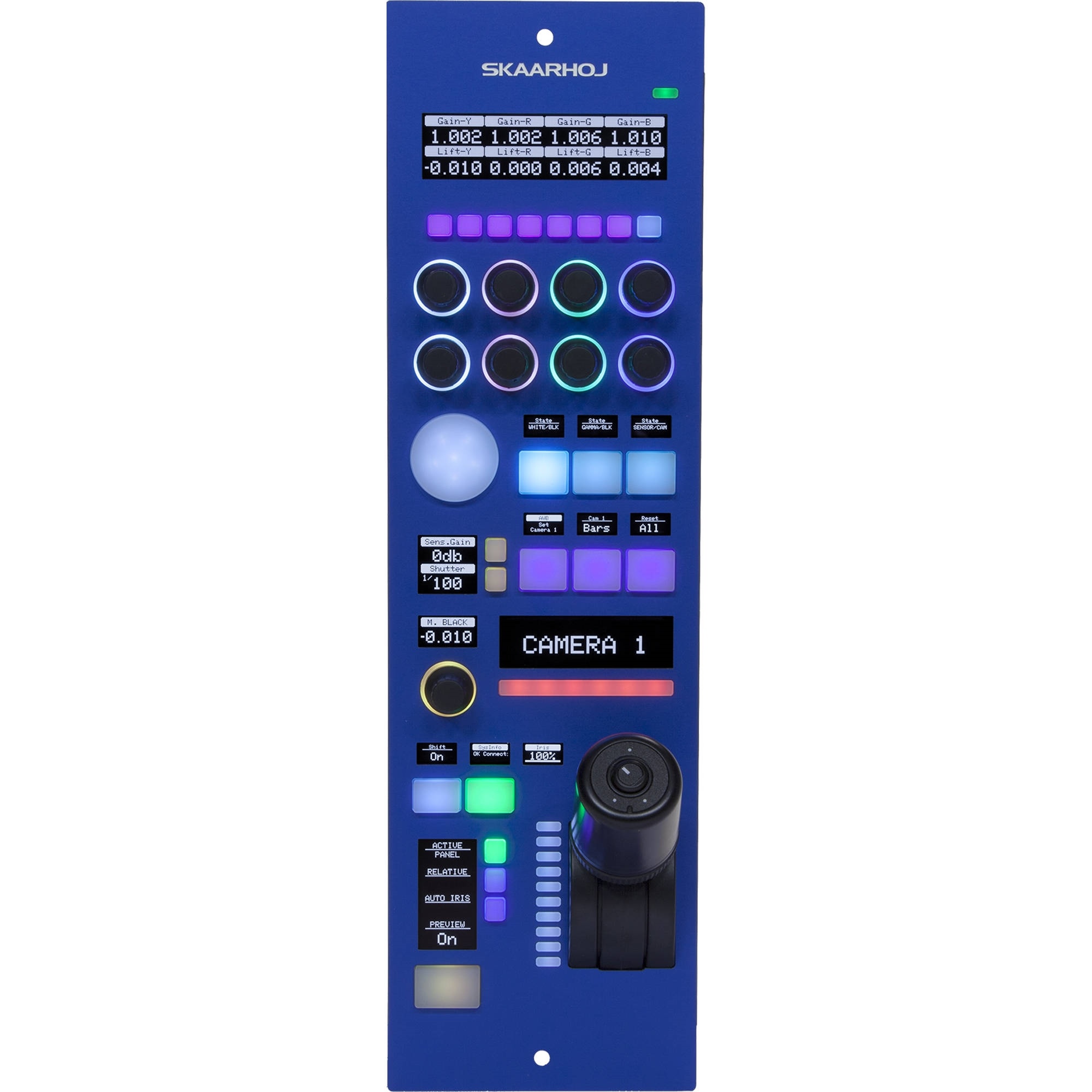 SKAARHOJ RCPv2 Remote Control Panel with Classic Iris Joystick & SDI I/O