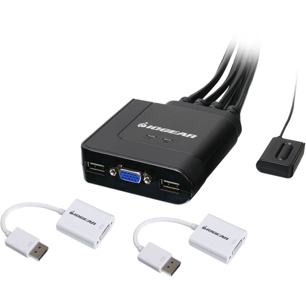 IOGEAR 2-Port USB Cable KVM Switch Kit with DisplayPort Adapters