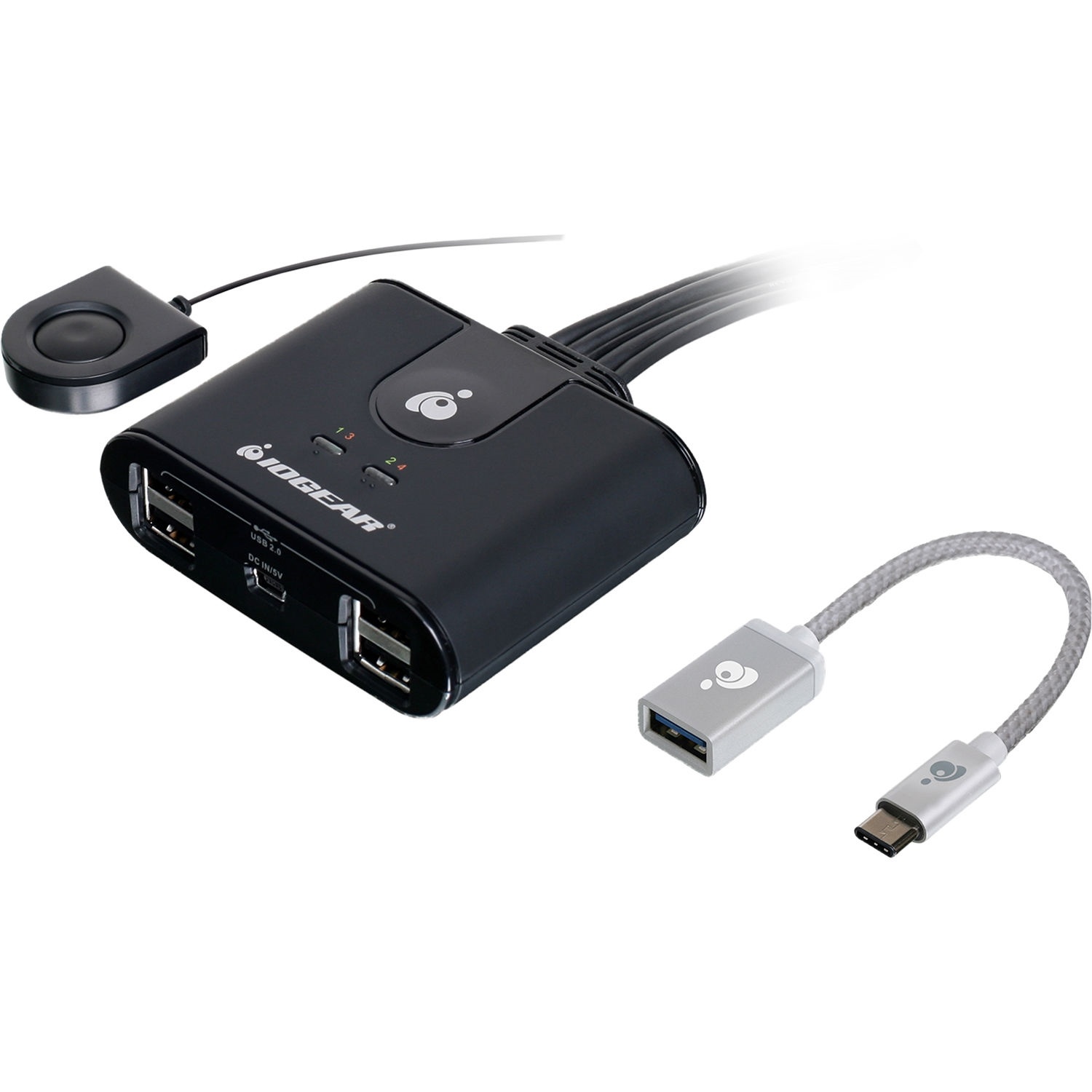 IOGEAR 4x4 USB 2.0 Sharing Switch with USB Type-C Adapter