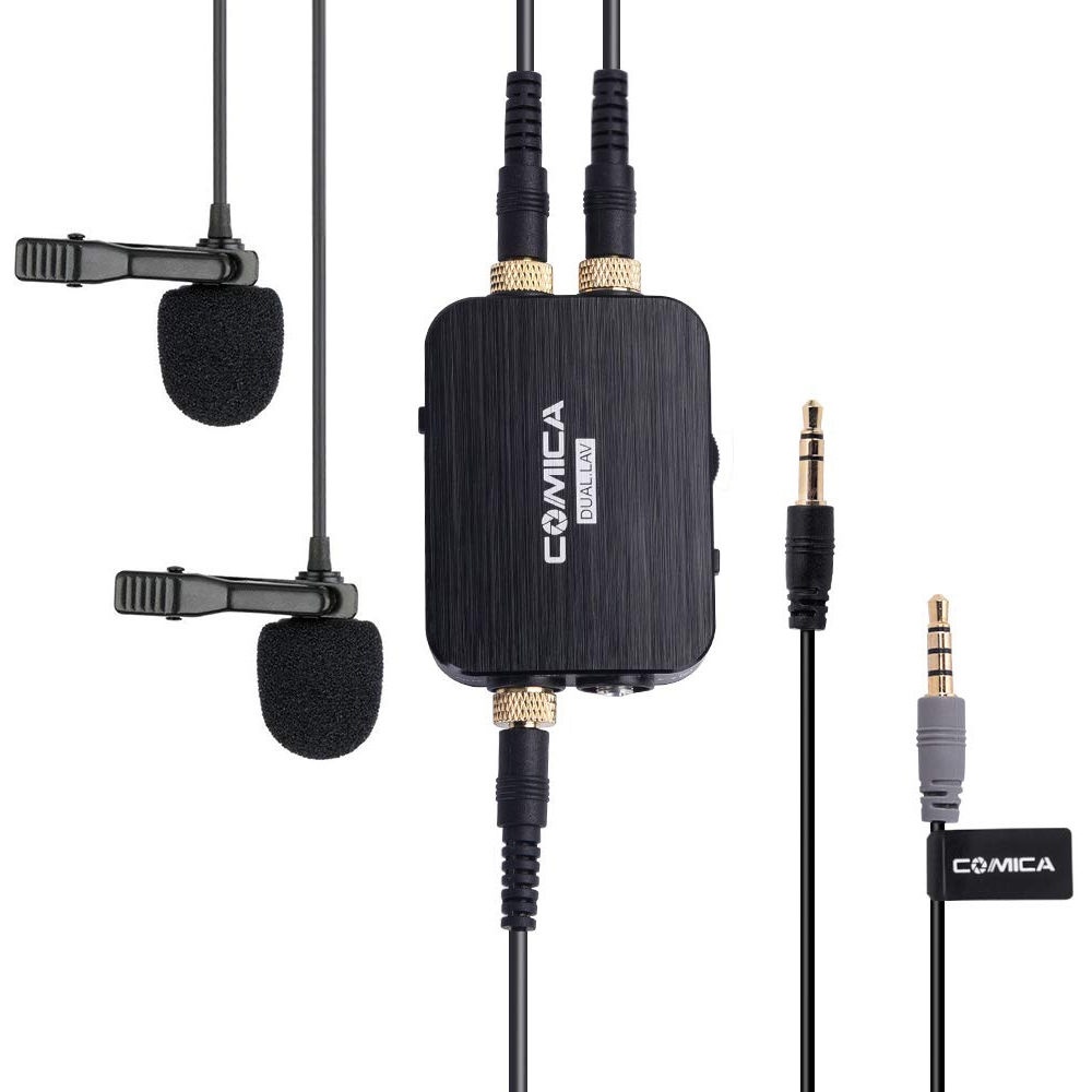 Comica Audio DUAL.LAV D03 Dual Omnidirectional Lavalier Microphones (Black, 4.8m)