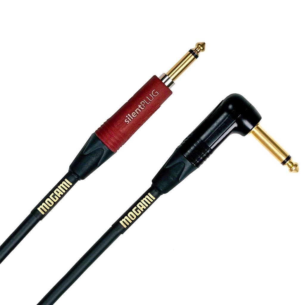 Mogami Gold Series Instrument Cable with Silent Plug Right Angle to Straight (5.4m)