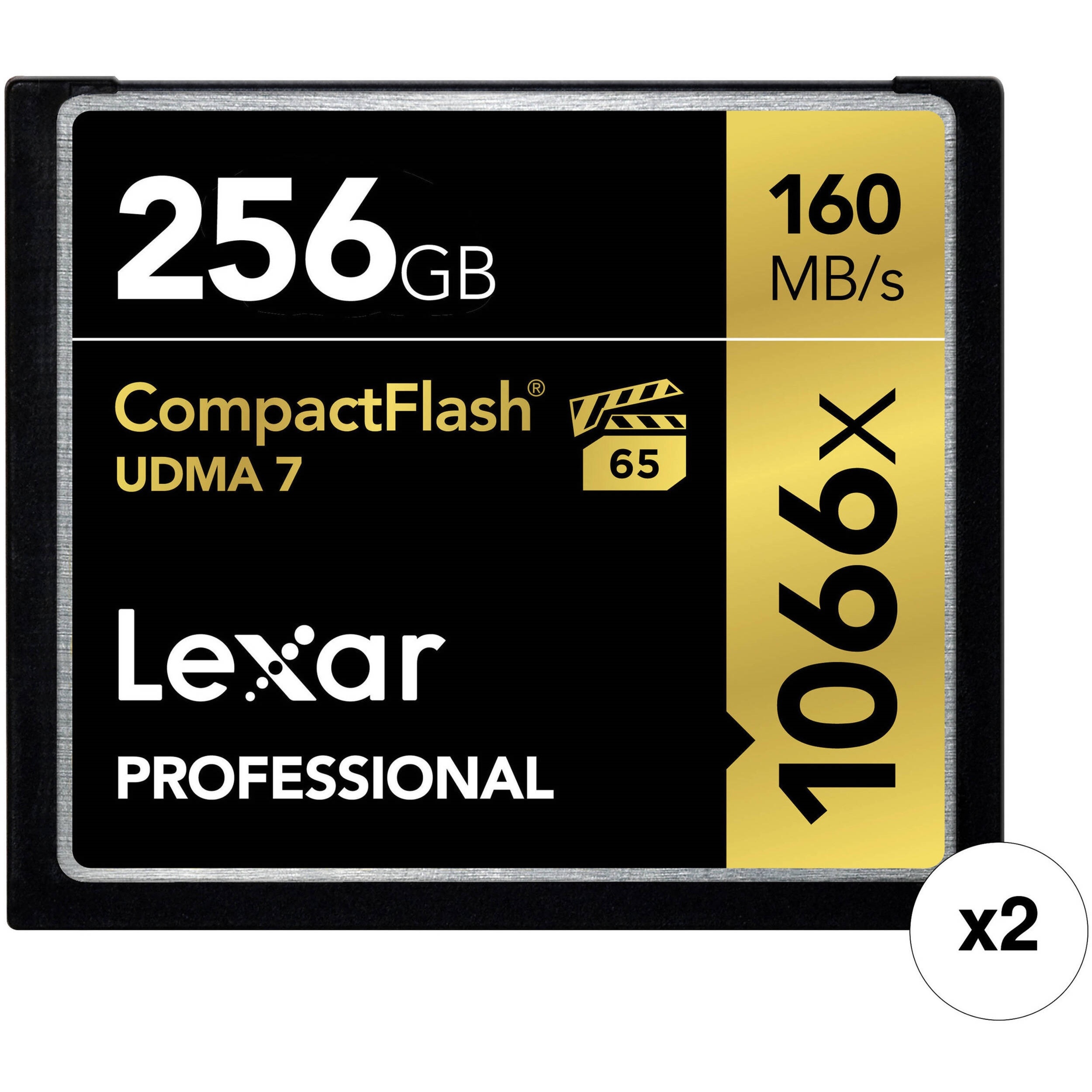 Lexar 256GB Professional 1066x CompactFlash Memory Card Kit (UDMA 7, 2-Pack)