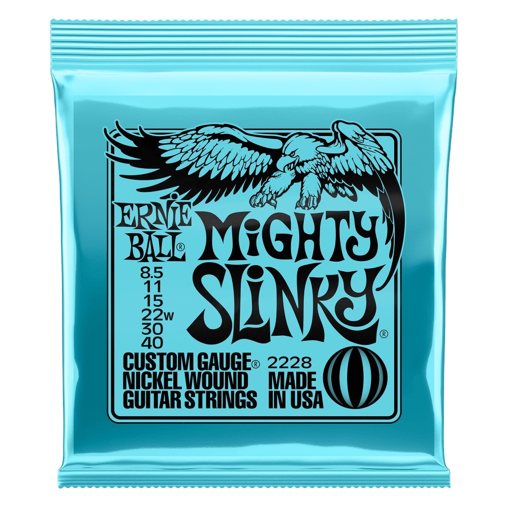 Ernie Ball Mighty Slinky Nickel Wound Electric Guitar Strings (8.5-40 Gauge)