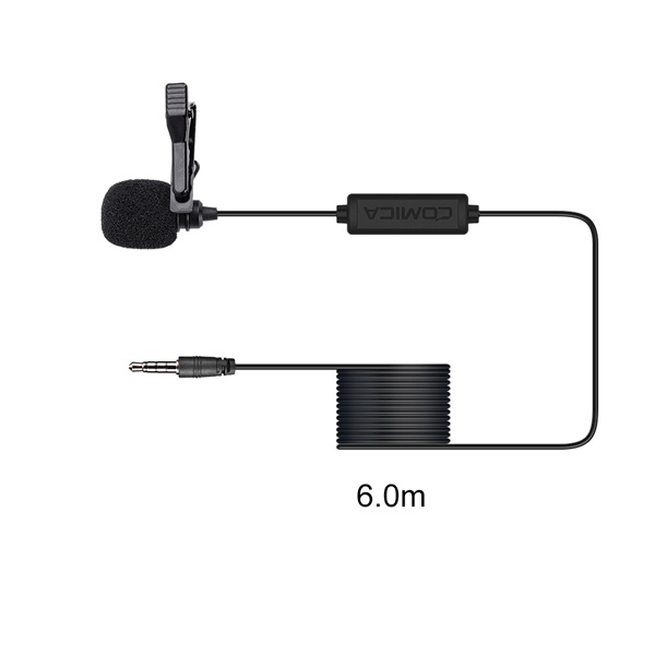 Comica Audio CVM-V01SP Omnidirectional TRRS Lavalier Microphone for Smartphone (Black, 6m)