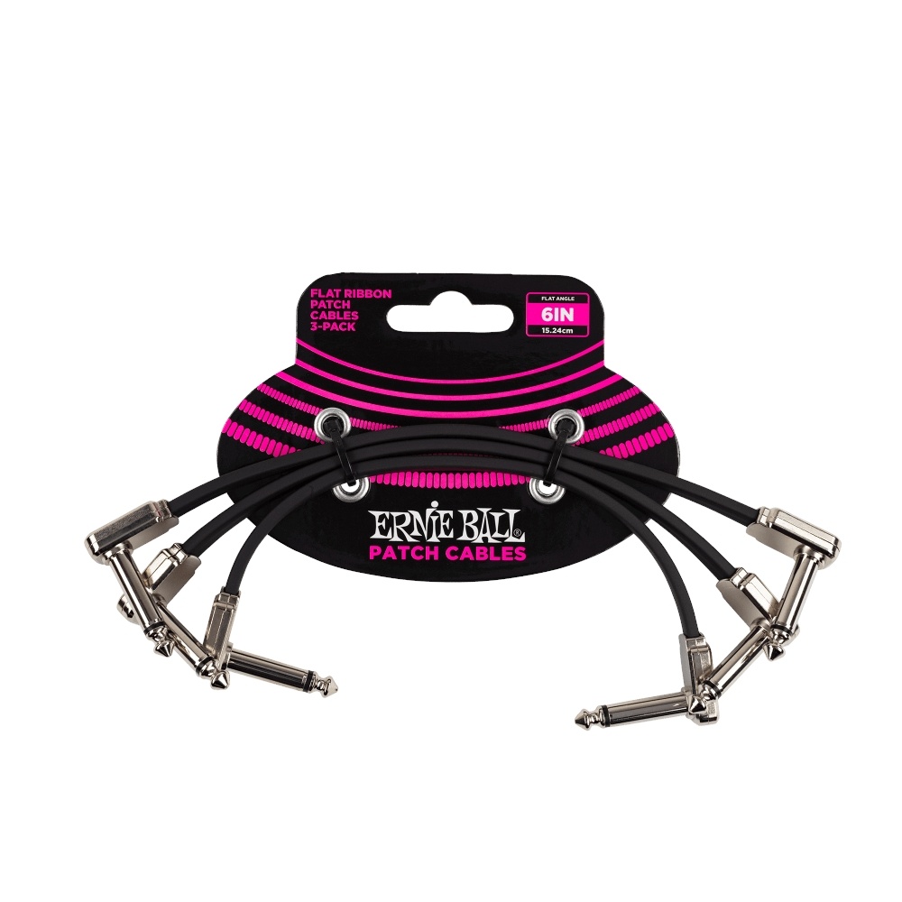 Ernie Ball 15.2cm Flat Ribbon Patch Cable (3-Pack)