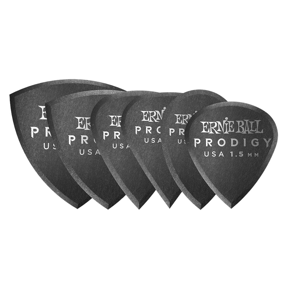 Ernie Ball Prodigy Guitar Pick Black Multi-Pack - 1.5mm (6-Pack)