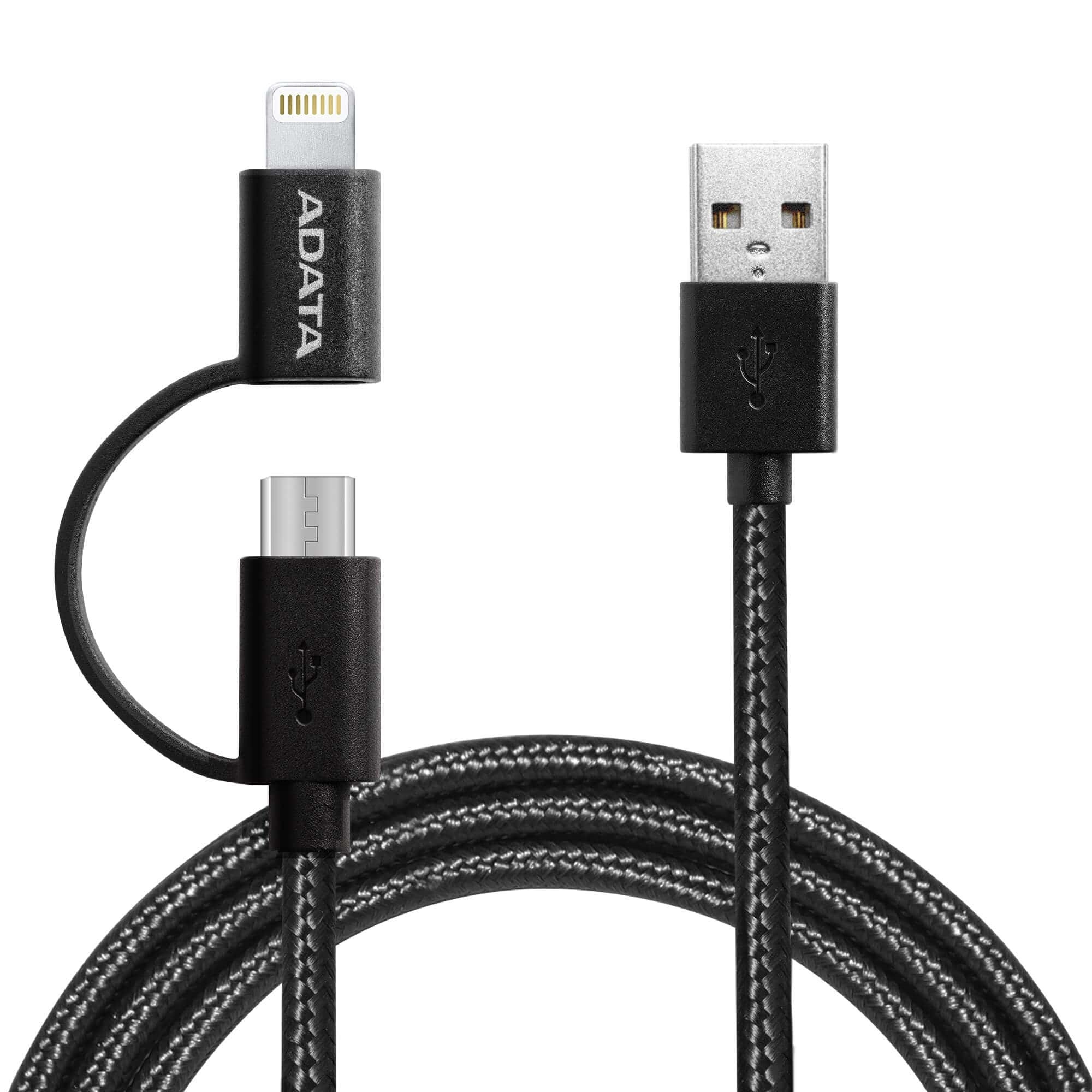 ADATA 2-in-1 Lightning/Micro USB to USB Cable - Black (2m)