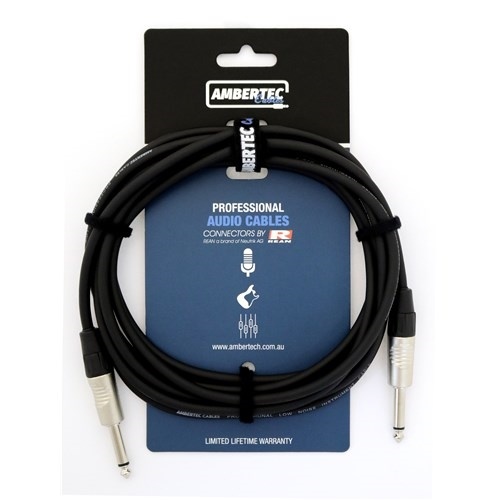 Ambertec AMB0-QQ2-I0-030 Guitar Cable REAN Connectors Straight/Straight (Black, 3m)