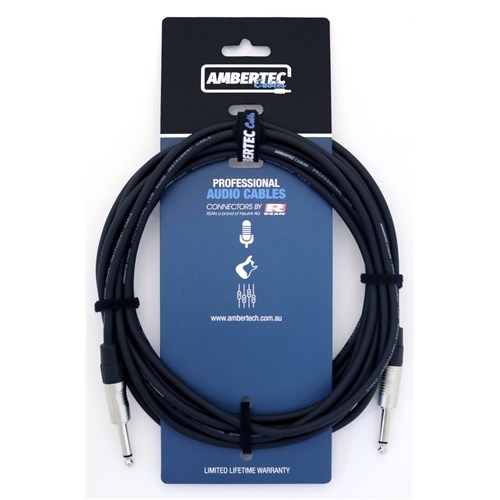 Ambertec AMB0-QQ2-I0-060 Guitar Cable REAN Connectors Straight/Straight (Black, 6m)