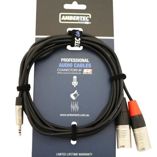 Ambertec AMB0-MXX-M1-015 Cable REAN 3.5mm TRS plug - 2 x XLR M (1.5m)