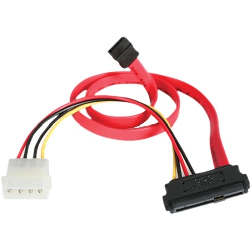 StarTech SAS 29 Pin to SATA Cable with LP4 Power (Red, 45.7cm)