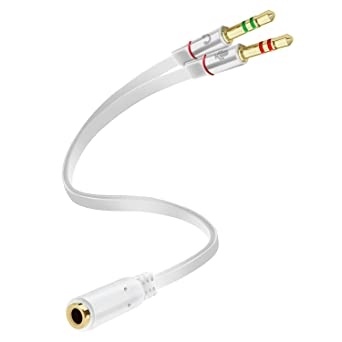 3.5mm Headphone Mic Audio Y Splitter Cable Female To Dual Male Converter Adapter (White)