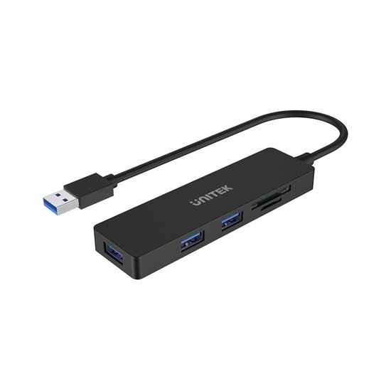 UNITEK uHUB Q4+ USB-A 3.0 3-Port Hub with Built-in SD/MicroSD Card Reader