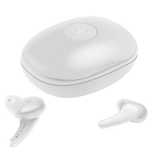 Promate Autonomy High Definition Metallic TWS Wireless Earbuds with IntelliTouch (White)