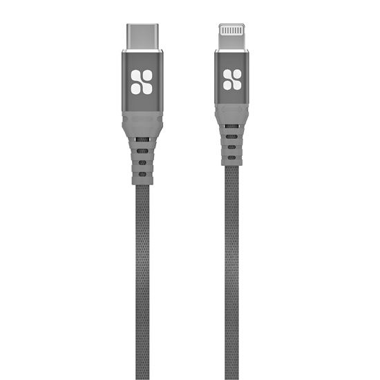 PROMATE PowerCord-200 High Tensile Strength USB-C to Apple Lightning Cable (2m, Grey)