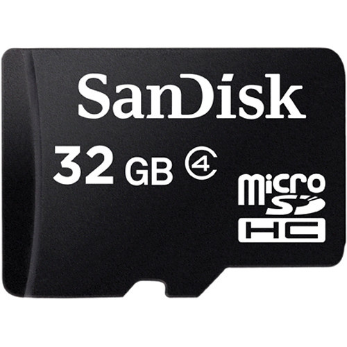 SanDisk 32GB microSDHC Memory Card Class 4 with SD Adapter