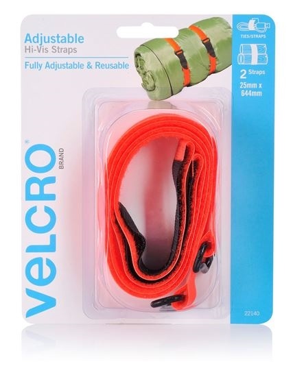 VELCRO  2 Pack Adjustable & Reusable Hi-Vis Straps ( 25mm x 644mm)