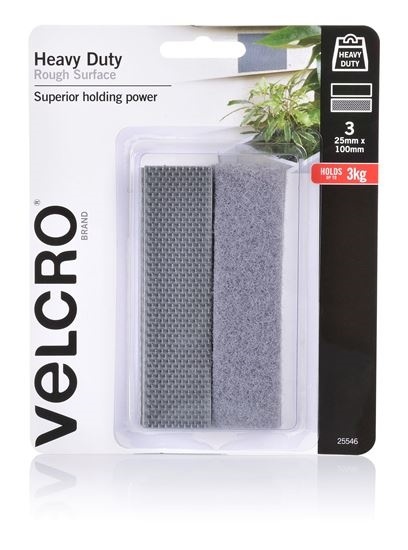 VELCRO Heavy Duty Pre-cut Rough Surface Tape (25mm x 100mm) - 6 Pack
