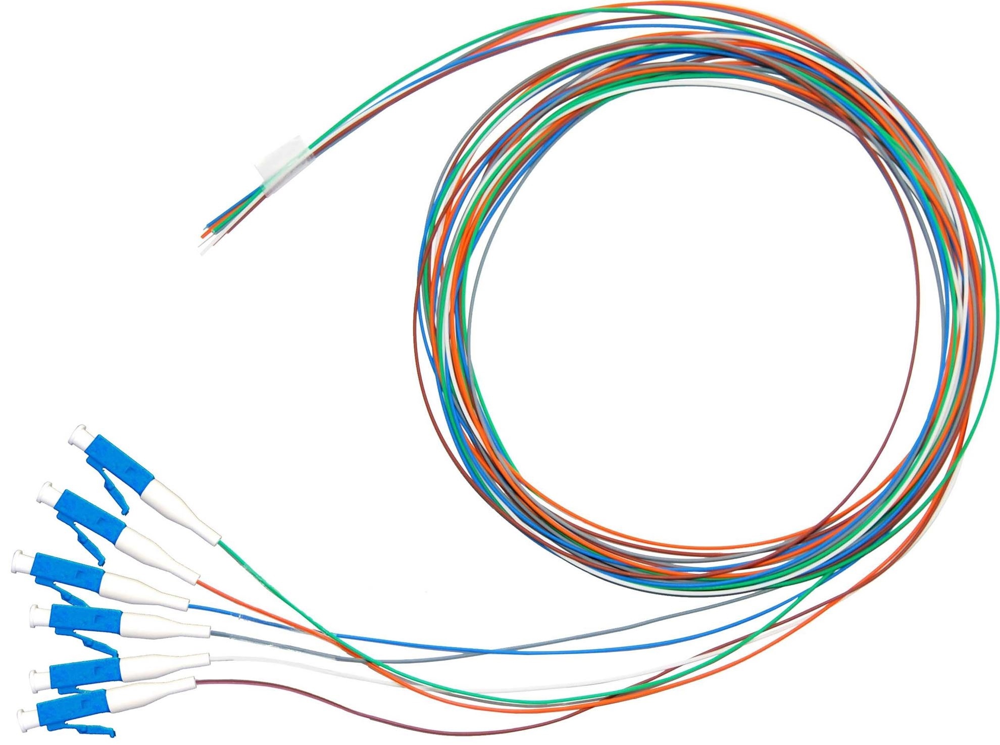 DYNAMIX LC APC OS1 900um Single-Mode Pigtails (2m - Colour Coded 6 Pack)