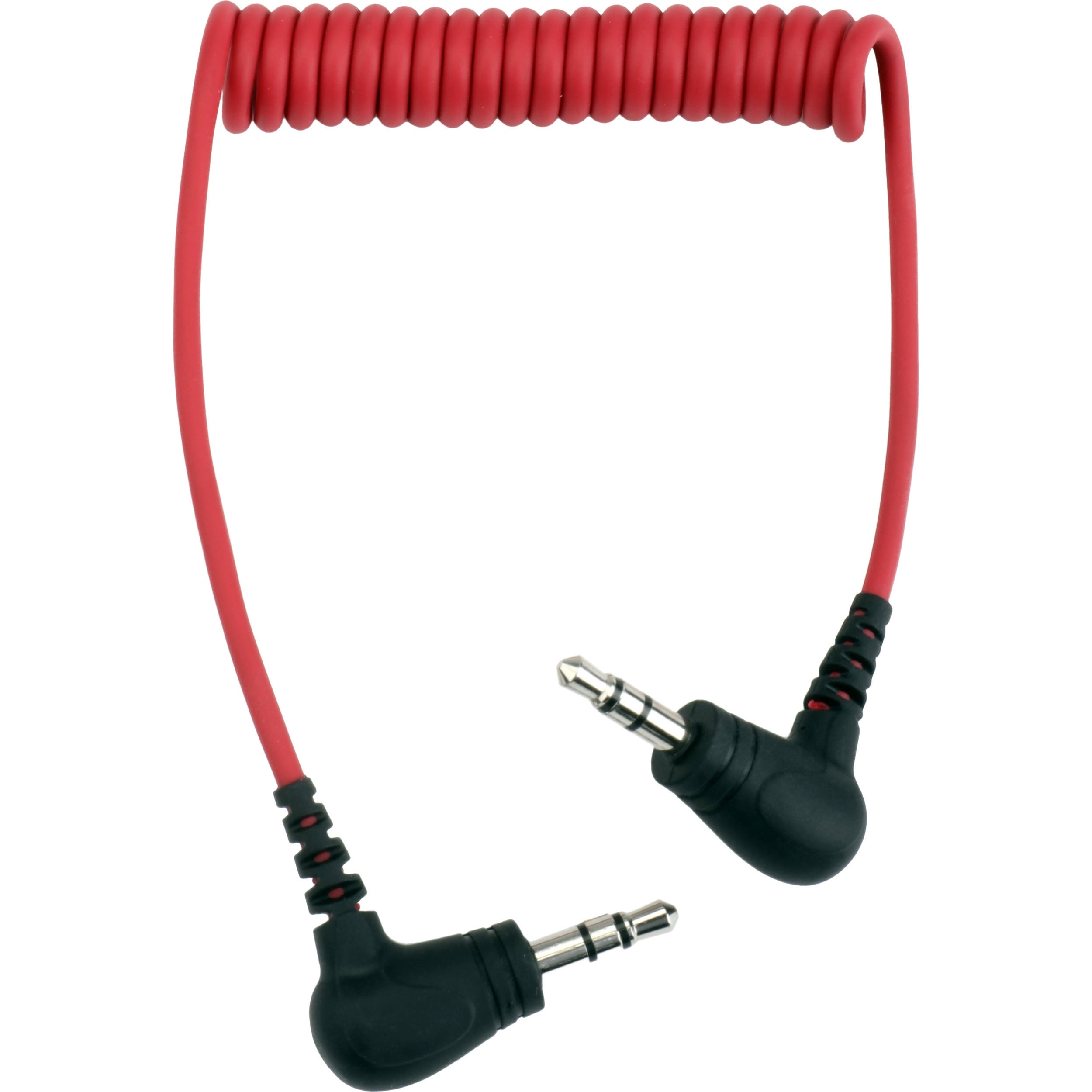 Titan TRS35 Right-Angle Coiled 3.5mm Stereo Mini Cable (Red)