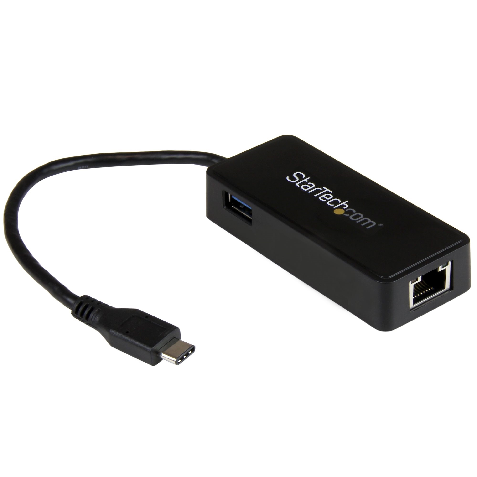 StarTech USB-C to Gigabit Network Adapter with Extra USB 3.0 Port (Black)