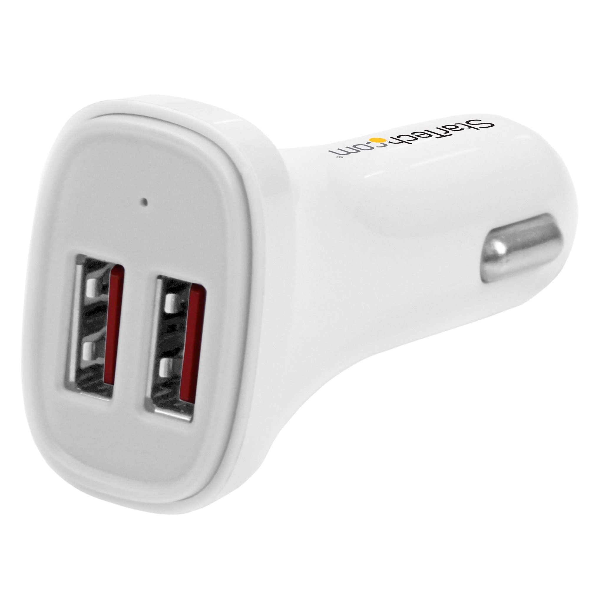 StarTech Dual-Port USB Car Charger (24W/4.8A, White)