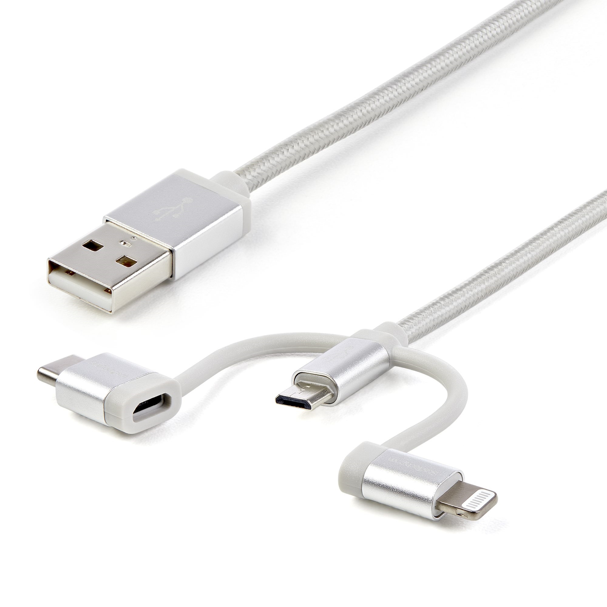 StarTech USB Multi Charging Cable - USB to Micro-USB or USB-C or Lightning