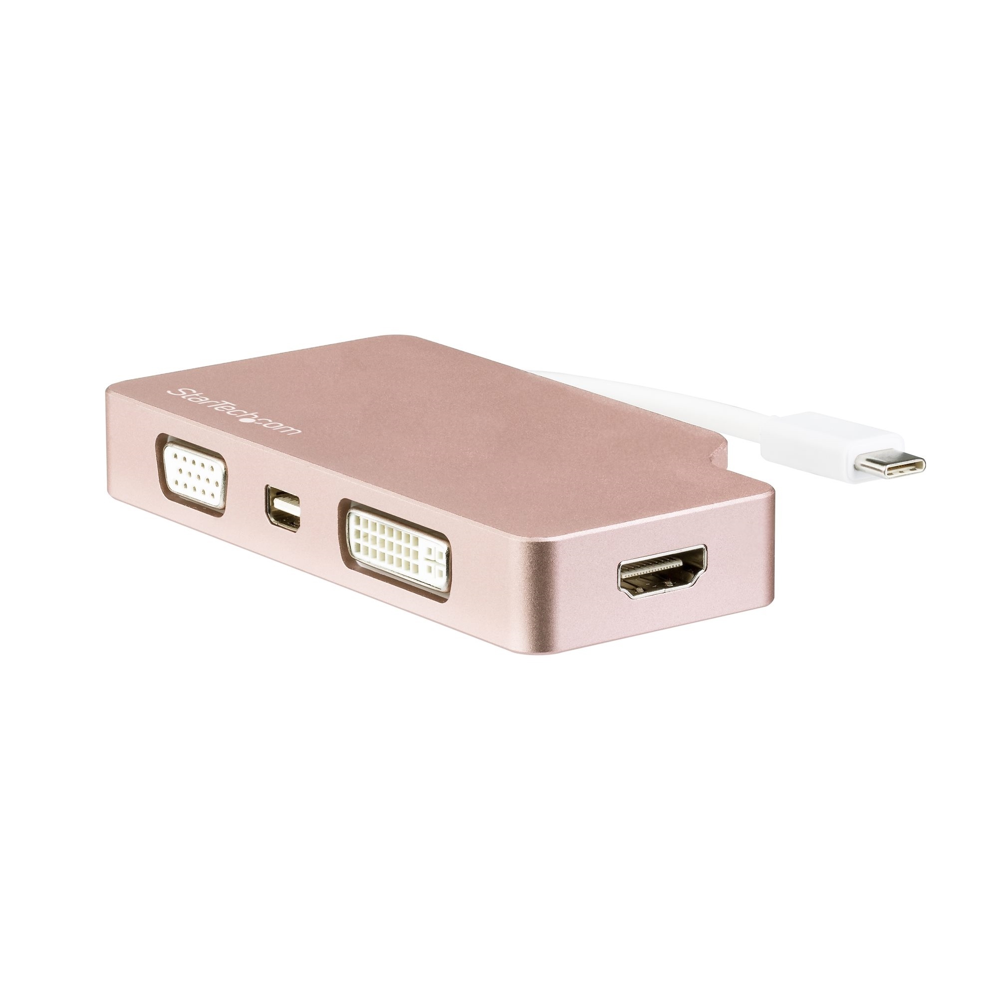 StarTech USB C Multiport Video Adapter with HDMI, VGA, Mini DisplayPort (Rose Gold)