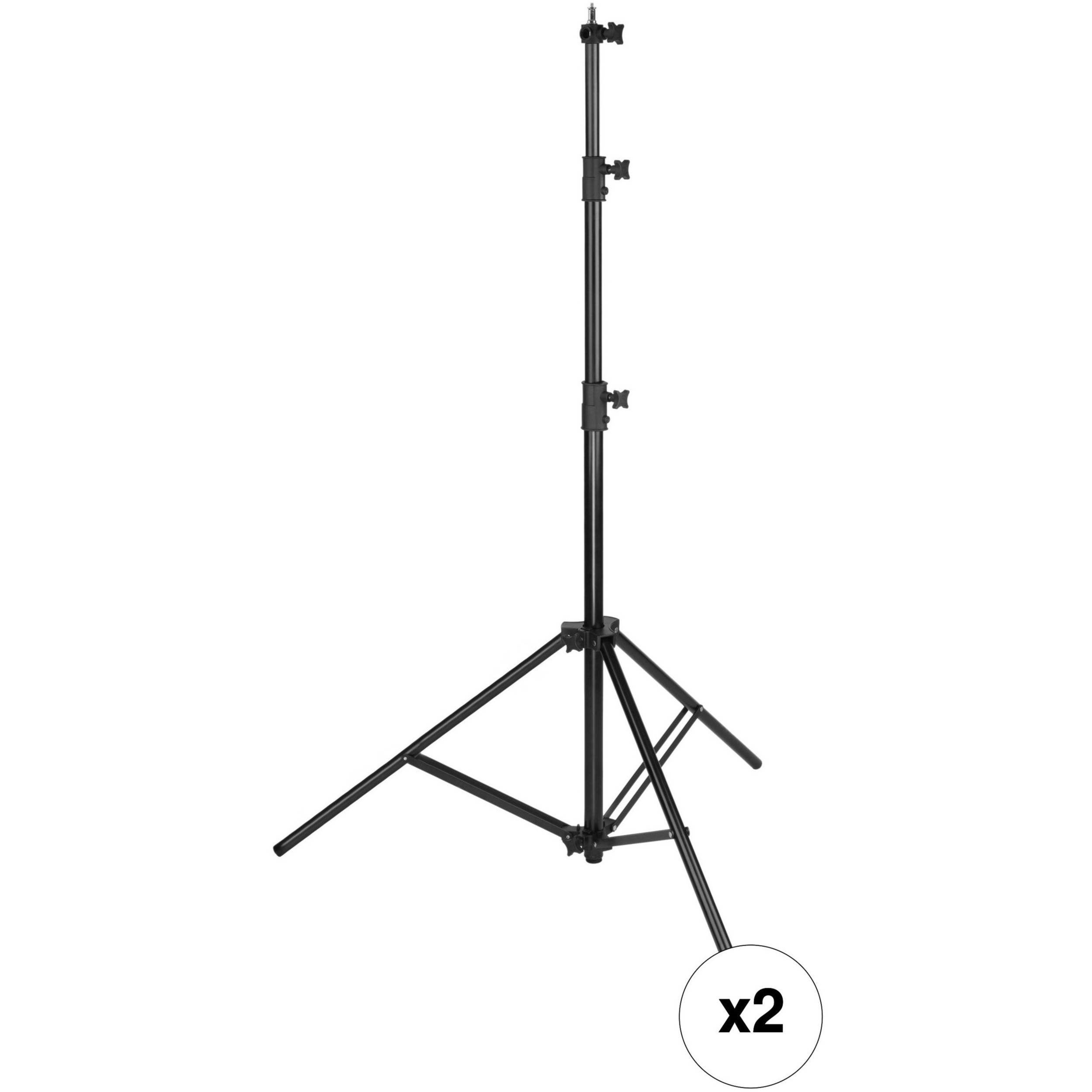 Impact Heavy-Duty Air-Cushioned Light Stand (9.5'/2.9m, Black - Set of 2)
