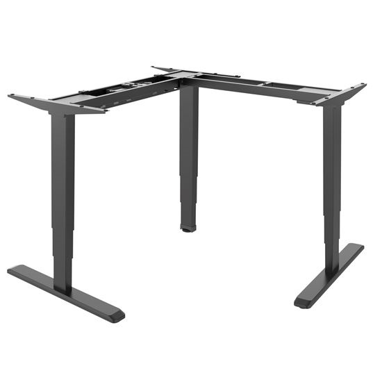 Brateck L-Shape Electric Sit-Stand Desk Frame with Triple Motors (Black)