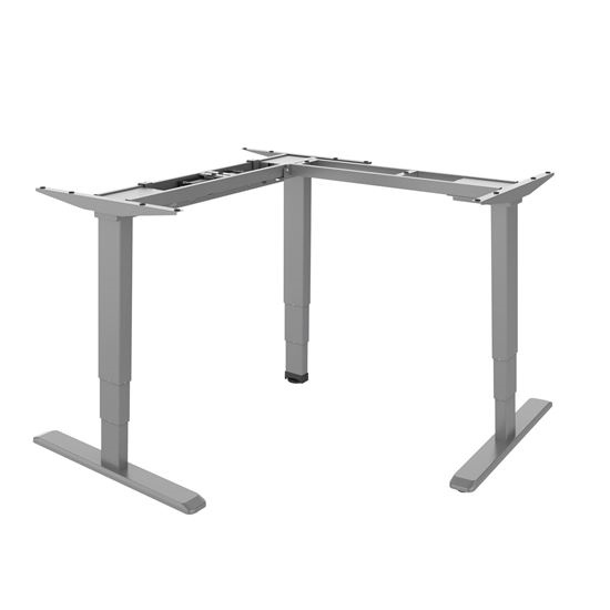Brateck L-Shape Electric Sit-Stand Desk Frame with Triple Motors (Grey)