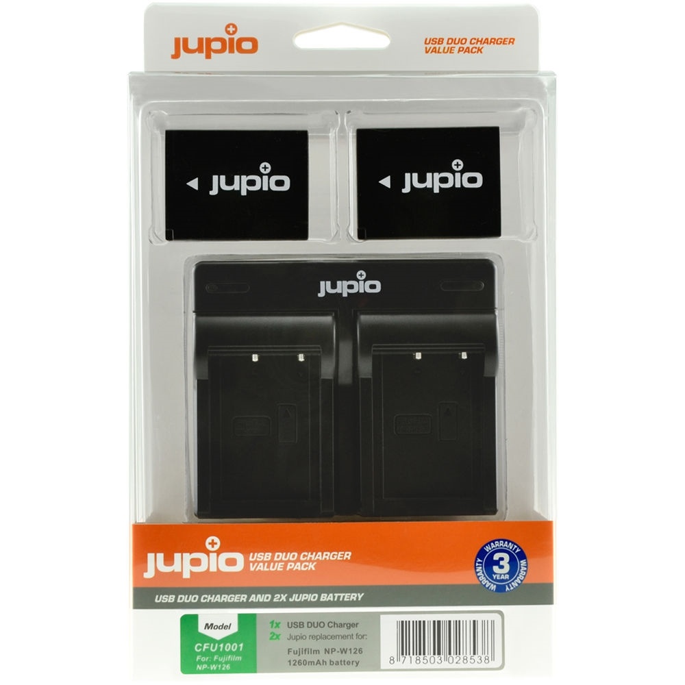 Jupio Pair of NP-W126S Batteries & USB Dual Charger Value Pack (1260mAh)