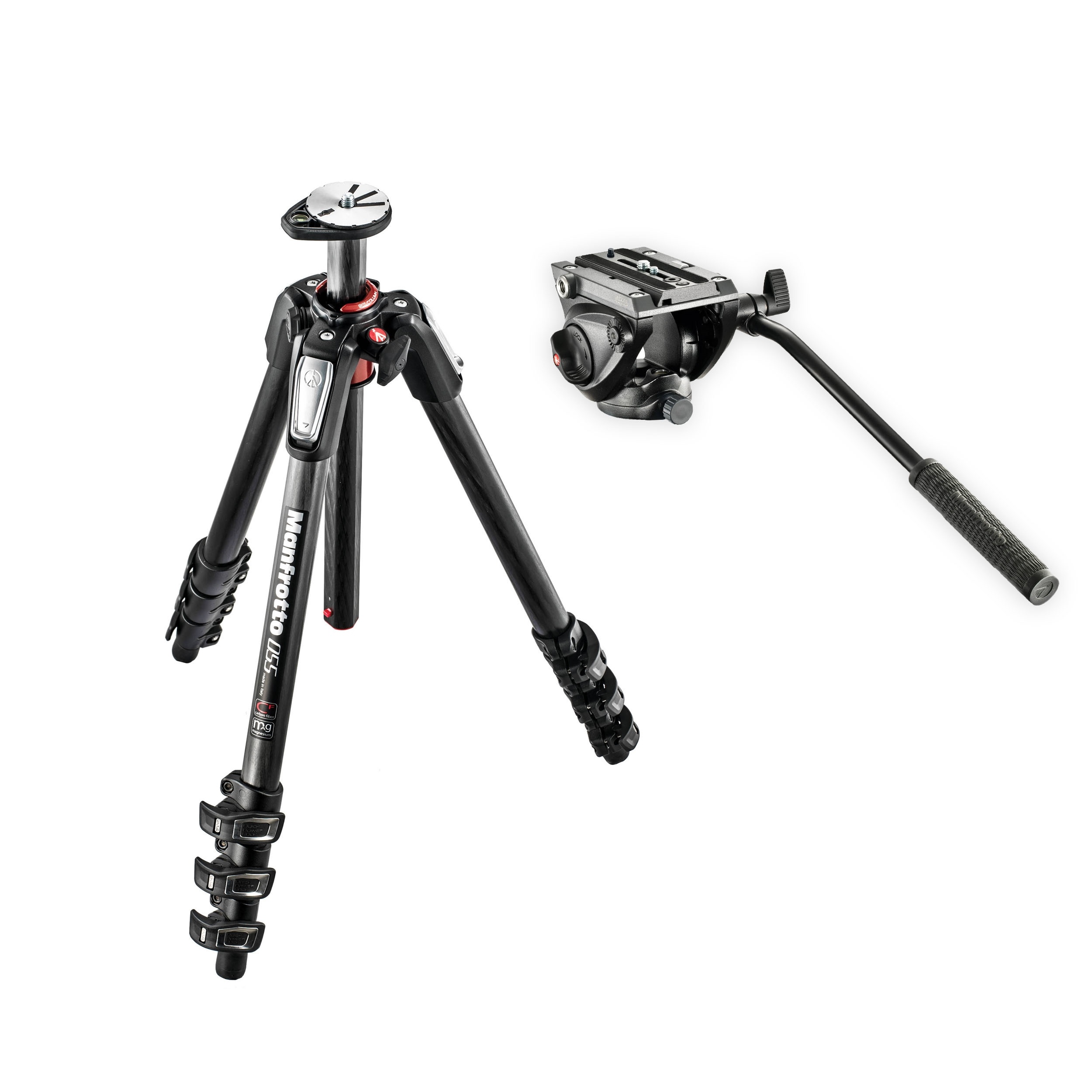 Manfrotto MVH500AH Flat Base Fluid Head w/ MT055CXPRO4 CF