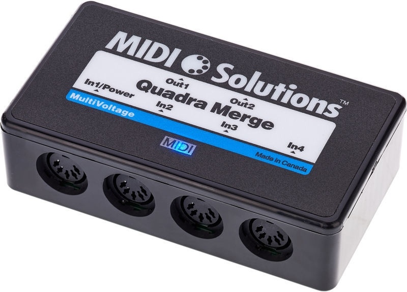 MIDI Solutions MultiVoltage Quadra Merge 4-in 2-out MIDI Merge Box