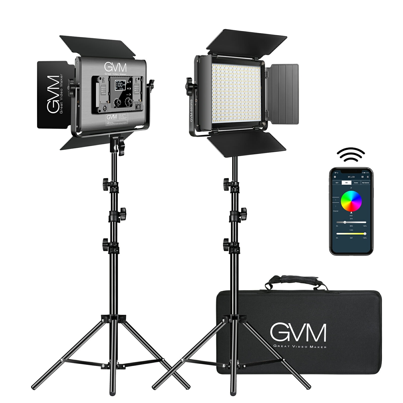 GVM 880RS Bi Colour & RGB Video Light Panel (2-Light Kit)