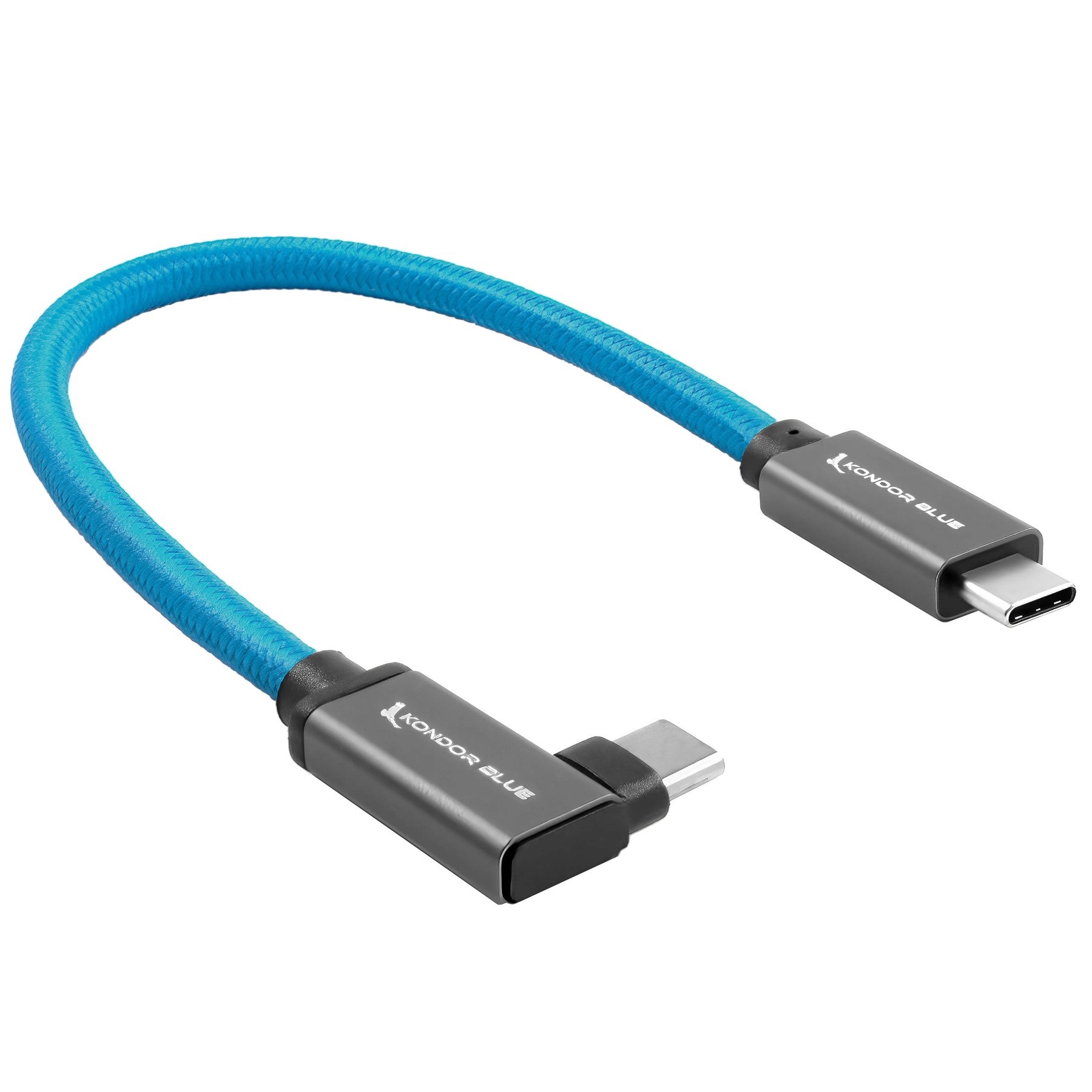 Kondor Blue USB C to USB C High Speed Cable for SSD Recording (Right Angle, 30cm)