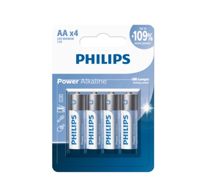 Philips Power AA Alkaline Batteries (4 Pack)