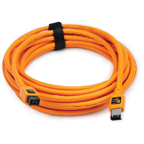 Tether Tools TetherPro FireWire 800 9-Pin to FireWire 400 6-Pin Cable (Orange, 15ft)