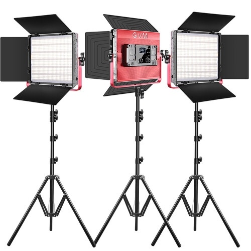GVM 1200D RGB LED Studio Video Bi-Colour Soft 3-Light Kit
