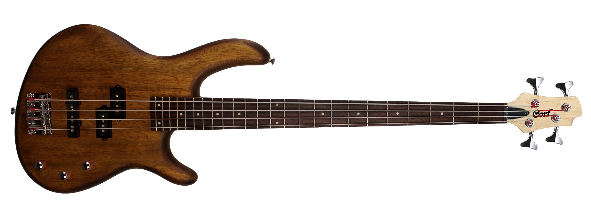 Cort Action PJ Bass with Guitar Bag (Open Pore Walnut)