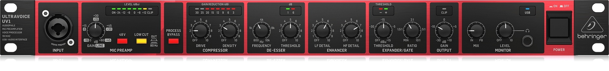 Behringer Ultravoice UV1 Mic Preamp / Voice Processor / 192 kHz USB Audio Interface