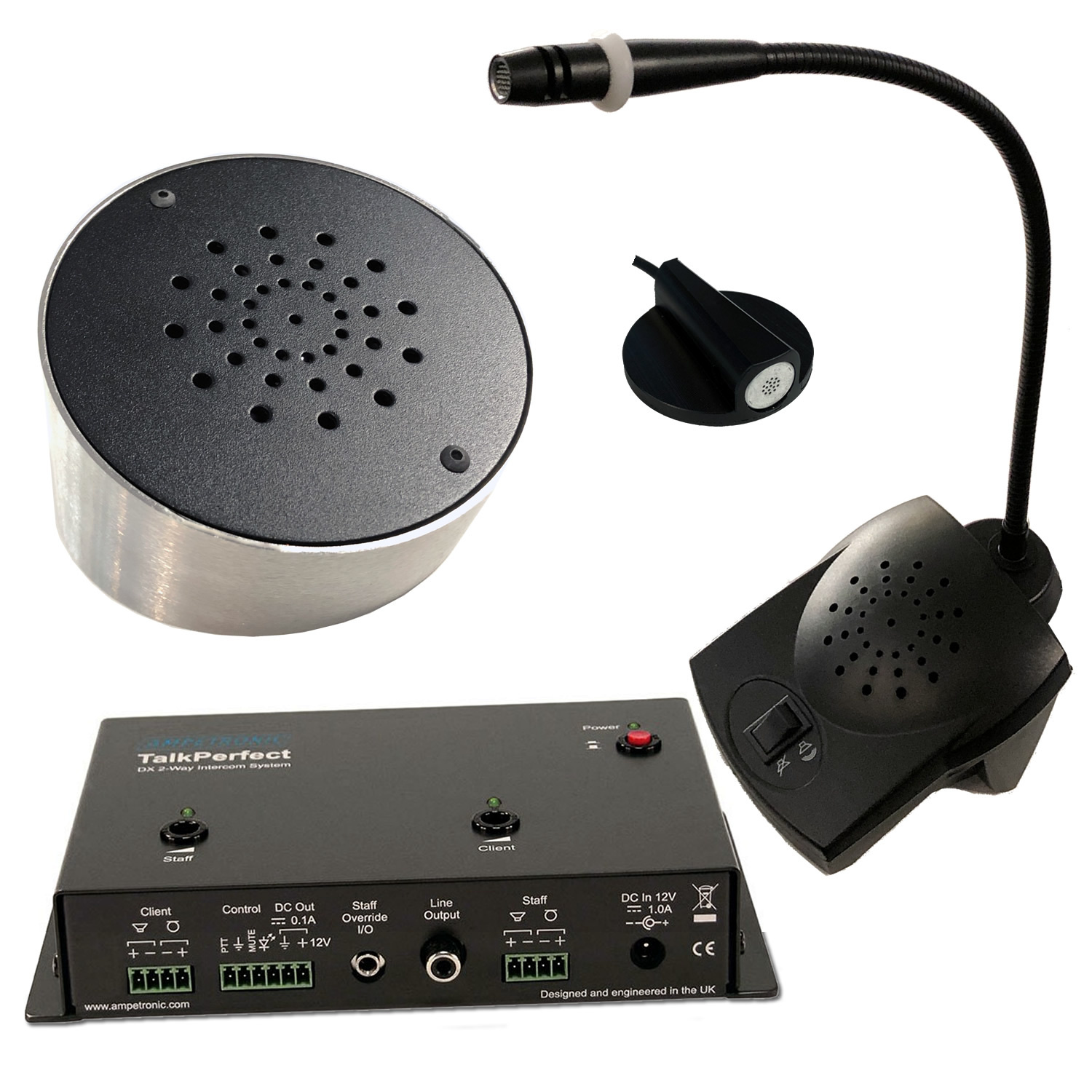 Ampetronic Two Way Counter Intercom System with Mics